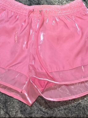Women’s Pink Nike Athletic Shorts with Sheer Hem